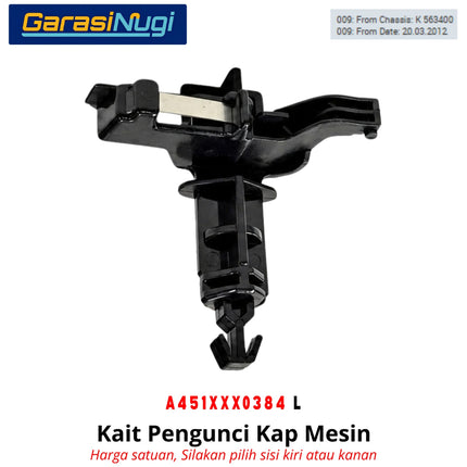 Kait Pengunci Kap Mesin Smart Fortwo W451 Hood Latch Original 2007 - 2015