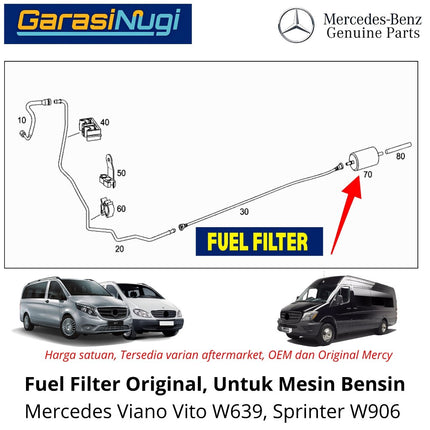 Fuel Filter Mercedes Viano Vito Sprinter Saringan Bahan Bakar Mesin Bensin OrigInal W639 W906 6394770001