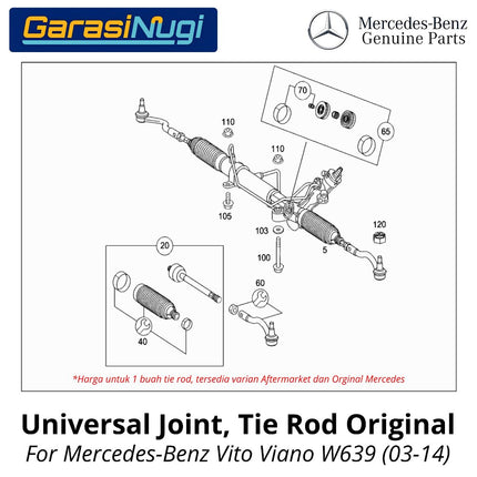 Tie Rod Kit Mercedes Vito Viano Front Axle Universal Joint Steering Drag Link Original W639 2003 - 2014