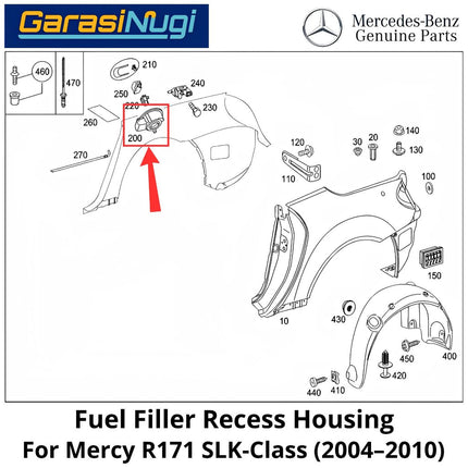 Fuel Filler Mercy R171 Recess Tank Cover Tangki Bahan Bakar BBM Mercedes SLK 2004-2010