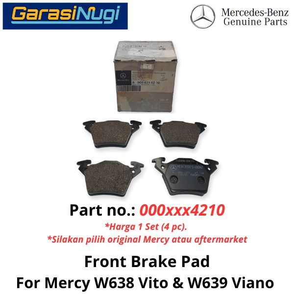Front Brake Pads Mercy W638 W639 Kampas Rem 0004214210 Depan Vito Viano
