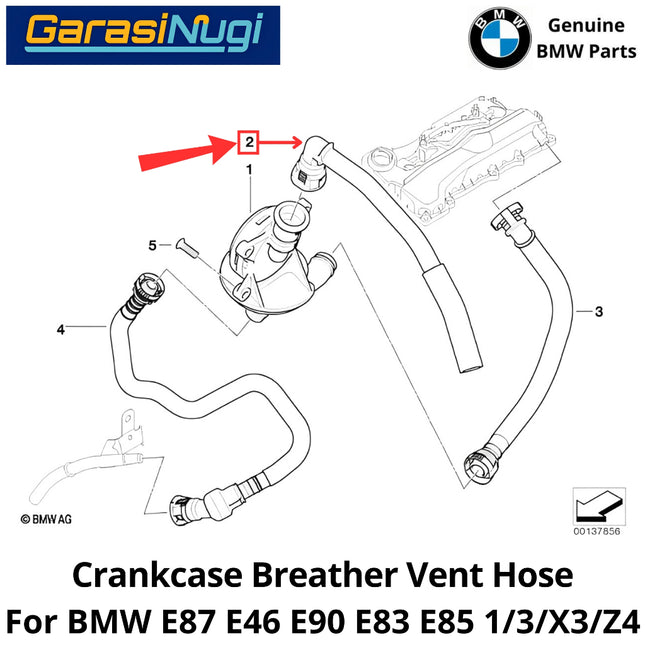 Crankcase Breather For BMW E87 E90 E83 E85 Vent Hose Selang Ventilasi Bak Mesin 120 320 X3 X4