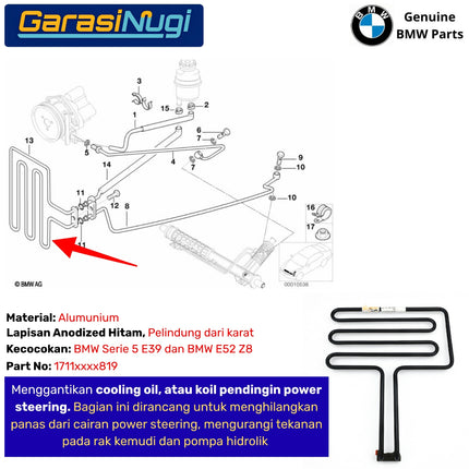 Cooling Oil For BMW E39 E52 Koil Pendingin Power Steering Original 520 Z8
