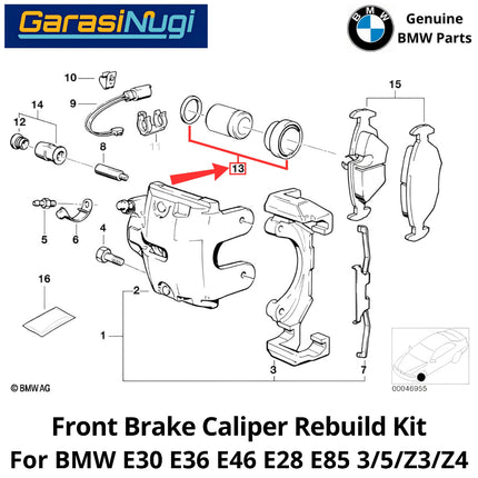 Front Brake For BMW E30 E36 E46 E28 E85 Seal Caliper Kit Karet Kaliper Rem Depan 320 520 Z3 Z4