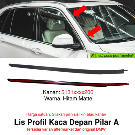 Lis Profil Kaca Depan BMW F15 F85 Drip Moulding Front Window Windshield Original Primed X5