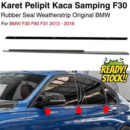 Karet Pelipit Kaca Depan BMW F30 F80 F31 List Chrome Gloss Black Trim Jendela Luar Original Weatherstrip 320