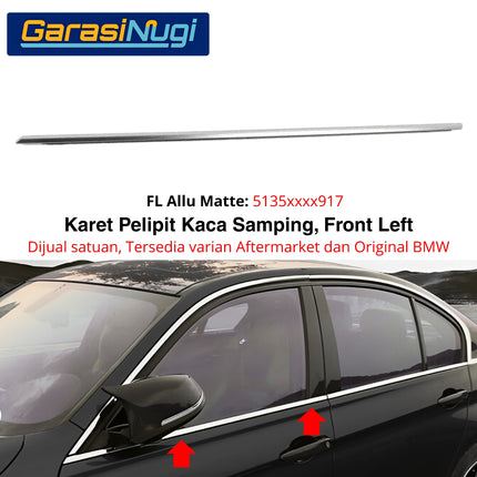 Karet Pelipit Kaca Depan BMW F30 F80 F31 List Chrome Gloss Black Trim Jendela Luar Original Weatherstrip 320