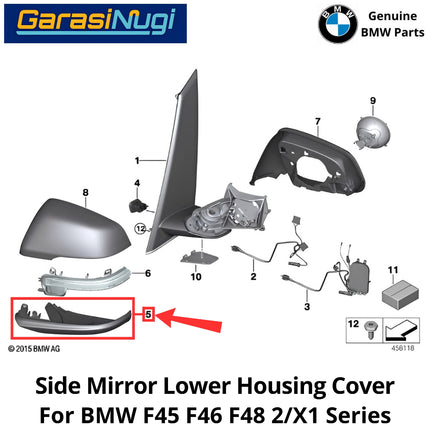 Side Mirror For BMW F45 F46 F48 Lower Housing Section Cover Rumah Bawah Kaca Spion Samping 220 X1 2013-2022