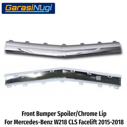 Chrome Lip Mercy W218 Facelift Front Lower Trim Spoiler Bawah Bemper Depan Krom Molding CLS 300 CLS 400