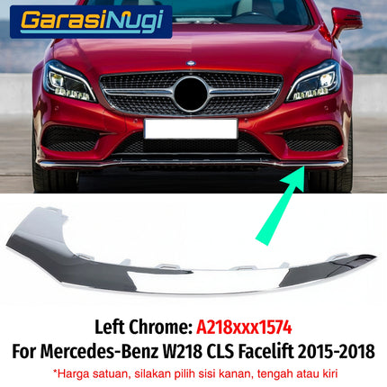 Chrome Lip Mercy W218 Facelift Front Lower Trim Spoiler Bawah Bemper Depan Krom Molding CLS 300 CLS 400