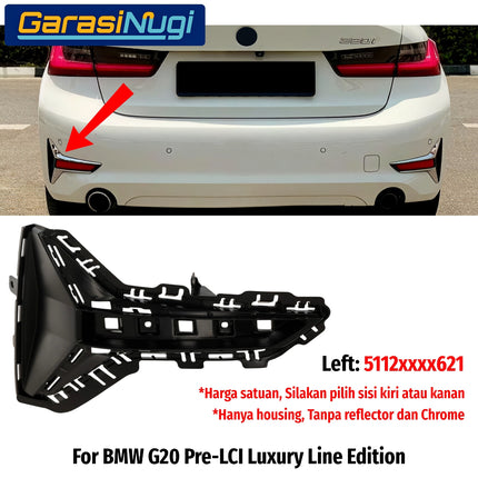 Cover Trim Reflector Belakang BMW G20 G28 Pre-LCI Luxury Line Housing Mata Kucing Rear Bumper 320