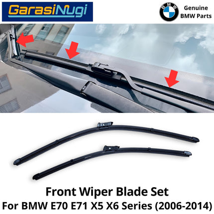 Front Wiper For BMW E70 E7 Wide Frameless Set Kaca Depan Original RHD X5 X6 2007-2013