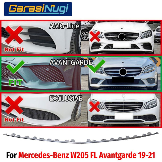 List Chrome Bemper Depan Mercy W205 Facelift Garnish Moulding Front Bumper Avantgarde C200