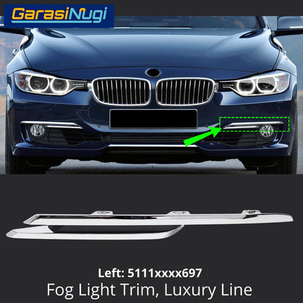 Fog Light Trim For BMW F30 Pre-LCI Luxury Modern Line Chrome Bumper Lampu Kabut Grill 320 328
