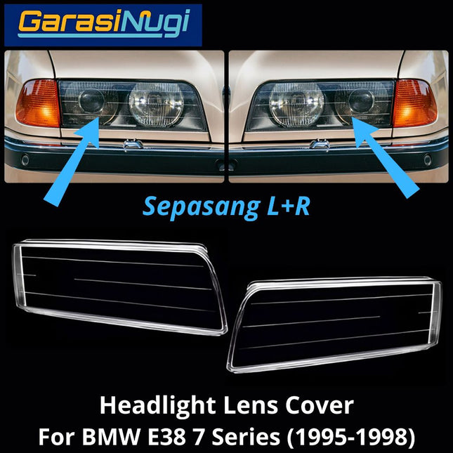 Mika Headlight For BMW E38 Pre-LCI Lens Kaca Cover Lampu Depan 735 (1995-1998)