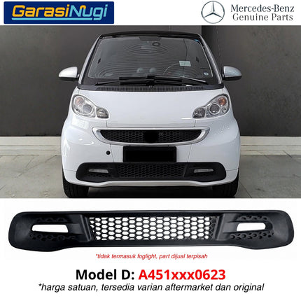 Lower Grille Smart Fortwo Gen 2 Penutup Bemper Depan Bagian Bawah Front Bumper Original 2007 - 2015