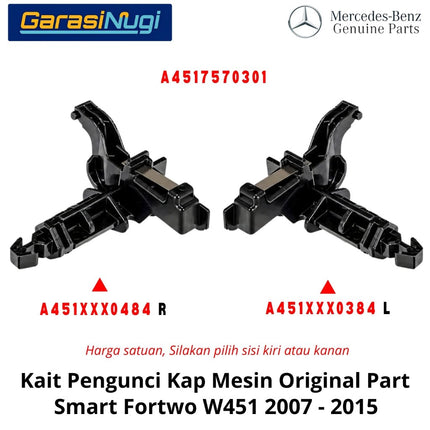 Kait Pengunci Kap Mesin Smart Fortwo W451 Hood Latch Original 2007 - 2015