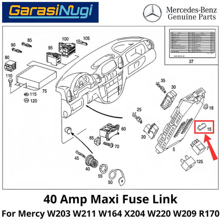 40A Fuse Link Mercy W203 W211 W220 W164 R170 Penghubung Sekring 40 Ampere 00000004215 Mercedes C200 E200 SLK