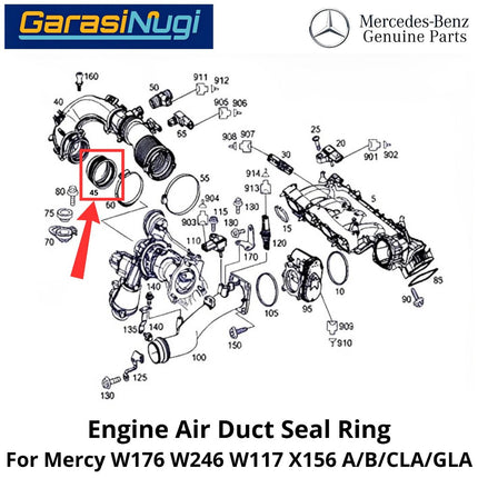 Engine Air Duct Mercy W176 W246 W117 X156 Seal Gasket Ring Segel Saluran Udara Mesin Mercedes A200 CLA GLK
