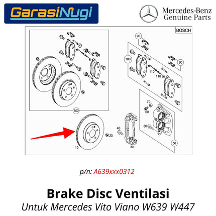 Brake Disc Mercedes Vito Viano Piringan Cakram Roda Depan Original Front Ventilated W639 W447 6394210312