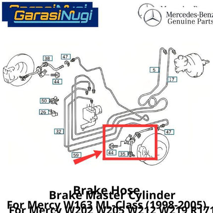 Brake Hose Mercy W163 Selang Rem 1634202248 Mercedes ML