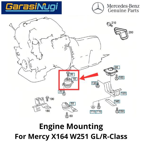 Engine Mounting Mercy X164 W251 Rubber Bantalan Karet Mesin 2512404817 GL R350