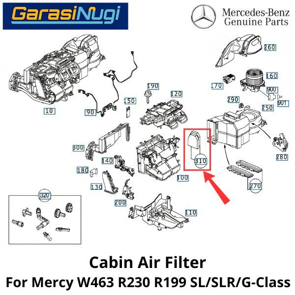 Cabin Air Mercy W463 R230 R199 Filter Saringan AC Kabin Mercedes G500 SLK SLR
