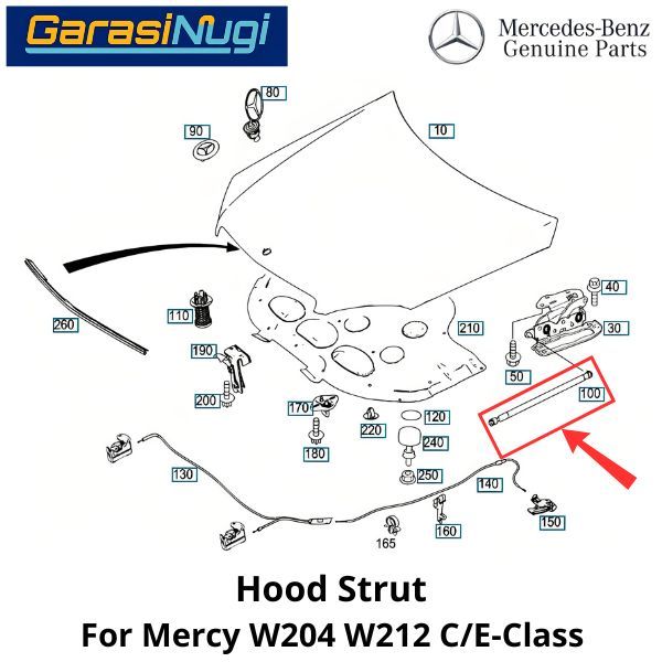 Hood Struts Mercy W204 W212 Shock Per Kap Mesin Original Mercedes C200 E250