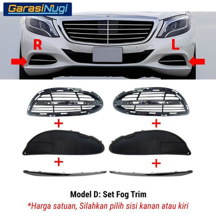 Fog Trim For Mercy W222 Pre-Facelift Cover Chrome Lampu Kabut Grill S450