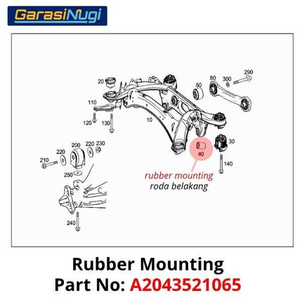 Rubber Mounting Mercy W204 W205 W207 Bantalan Karet Roda Belakang A2043521065
