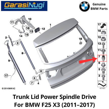 Trunk Lid For BMW F25 Power Spindle Drive Penggerak Daya Kompartemen Bagasi Belakang X3 2011-2017