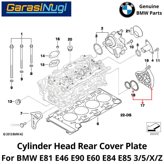 Cylinder Head For BMW E81  E90 E60 E84 E85 Rear Cover Plate Flange Penutup Belakang Kepala Silinder 120 320 X1 X3 Z4