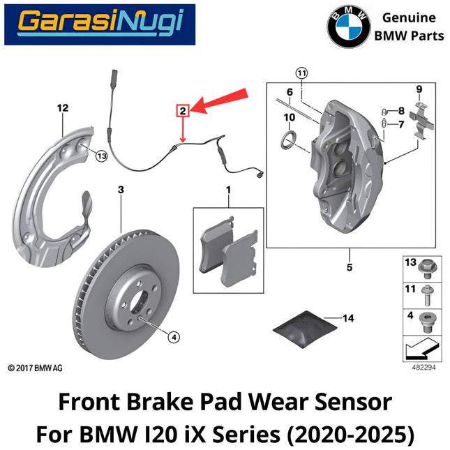 Front Brake For BMW I20 Wear Sensor Kaber Indikator Keausan Kampas Rem Depan iX 2020-2025