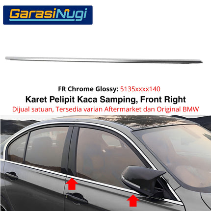 Karet Pelipit Kaca Depan BMW F30 F80 F31 List Chrome Gloss Black Trim Jendela Luar Original Weatherstrip 320