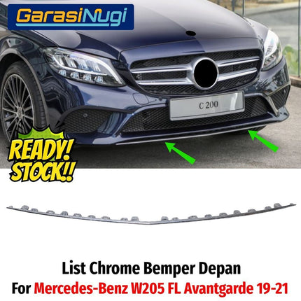 List Chrome Bemper Depan Mercy W205 Facelift Garnish Moulding Front Bumper Avantgarde C200
