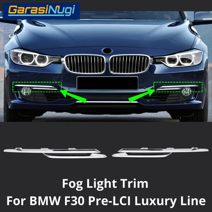 Fog Light Trim For BMW F30 Pre-LCI Luxury Modern Line Chrome Bumper Lampu Kabut Grill 320 328