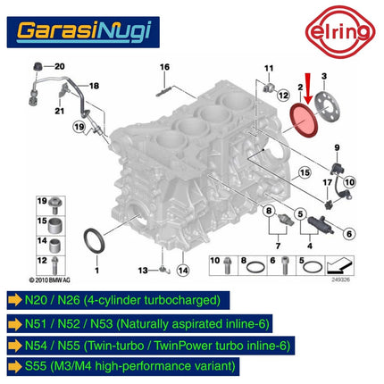 ELRING Seal Kruk As Belakang 11117587168 BMW F30 F10 E90 E60 Rear Crankshaft Mesin N20 320 520