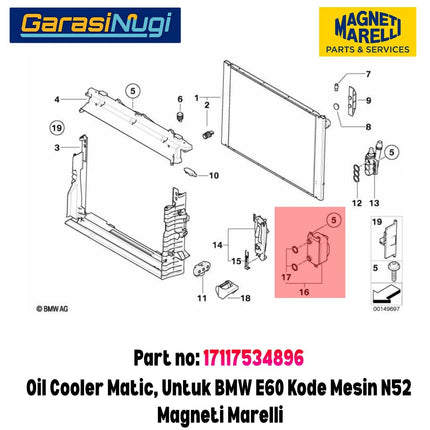 MARELLI Oil Cooler Matic BMW E60 E63 E65 Mesin N52 N62 17117534896 Original 525 730