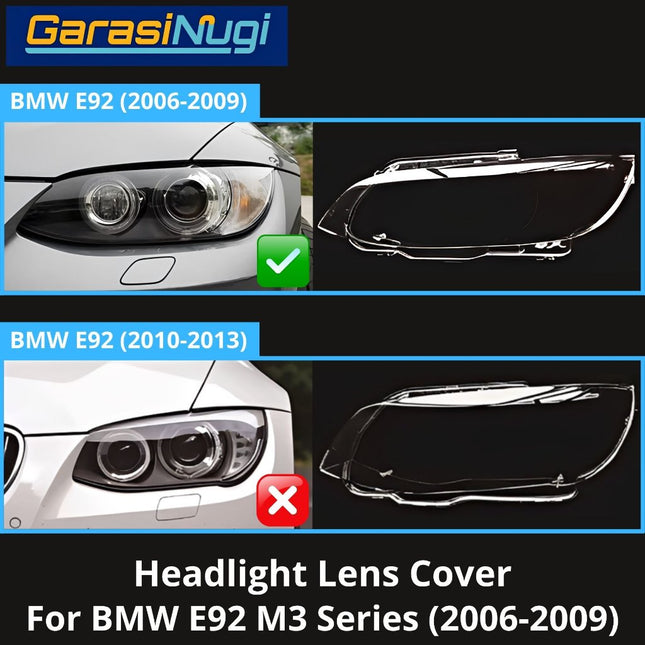 Mika Headlight For BMW E92 E93 Pre-LCI Lens Kaca Cover Lampu Depan M3 (2006-2009)