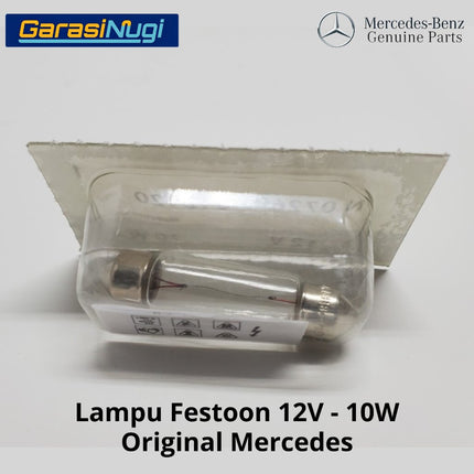 Bohlam Festoon 12V 10W 41mm Lampu Plafon Kabin Bagasi Plat Nomor Original Bulb N072601012120