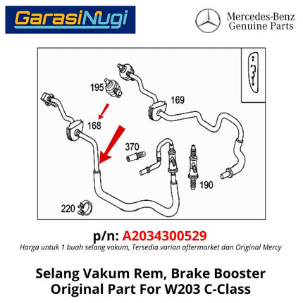 Selang Vakum Rem Mercedes W203 Brake Booster Hose Vacuum Line Original Mercy C200 C240