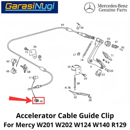 Accelerator Throttle Mercy W201 W124 W140 R129 Cable Guide Clip Klip Kabel Akselerator Mercedes C190 230E SL