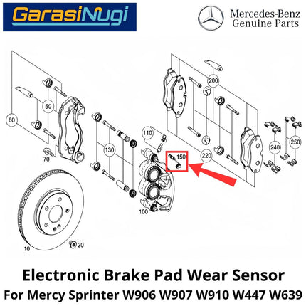 Brake Pad Mercy W906 W910 W639 Sensor Indikator Keausan Kampas Rem Mercedes Sprinter Vito