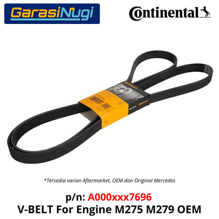 Fan Belt Mercedes W221 W222 W463 V-Belt Tali Pengencang Pulley 0009937696 M275 Original Part 7PK2370