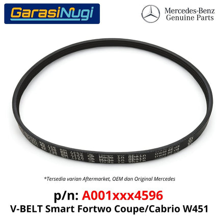 Fan Belt Smart Fortwo W451 V-Belt Tali Pengencang Pulley 0019934596 M132 Original Part 4PK738 2007 - 2015