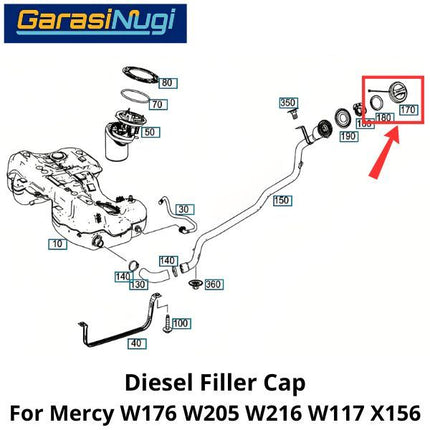 Diesel Filler Mercy W176 W205 W216 W117 X156 Tank Cap Tutup Tali Tangki BBM A200 C300