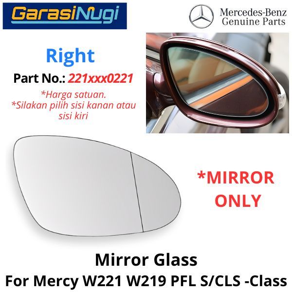 Mirror Glass Mercy W221 W219 Pre-Facelift Cermin Kaca Spion Depan 2218100221 S300 CLS