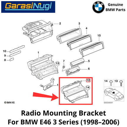 Instrumen Panel For BMW E46 Carrier Switch Center Console Dudukan Radio Asbak Konsol Tengah Depan 320 325