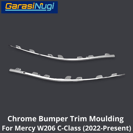 Chrome Lip Mercy W206 Spoiler Trim Bumper Depan Molding Mercedes C200 2021-2025