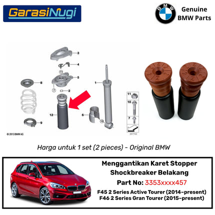 BMW F45 F46 Karet Stopper Shockbreaker Belakang Auxiliary Dust Cover Kit Original 214 220